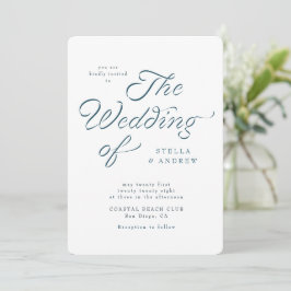 Convite Trendy Ribbon Elegant Script Wedding Invitation