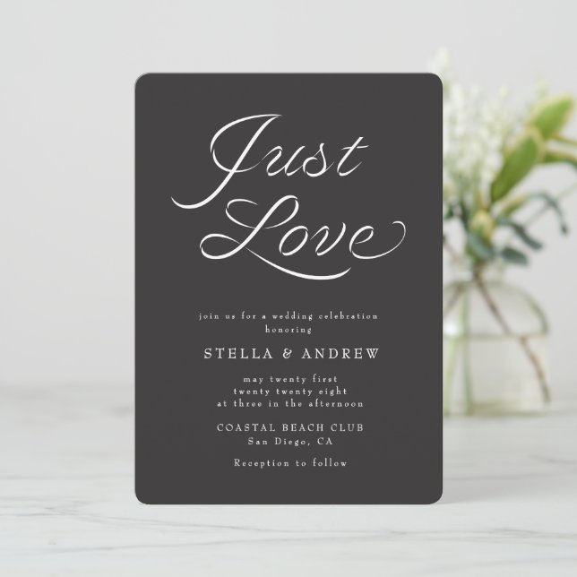 Convite Trendy Ribbon Elegant Script Wedding Invitation (Em pé/Frente)