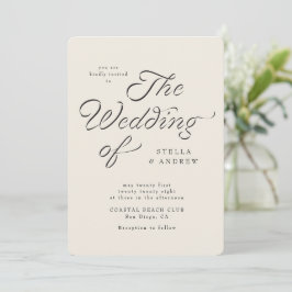 Convite Trendy Ribbon Elegant Script Wedding Invitation