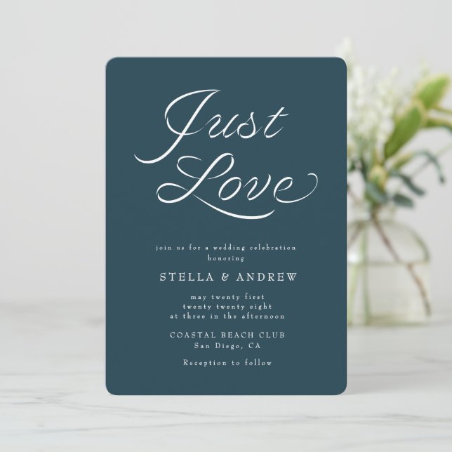 Convite Trendy Ribbon Elegant Script Wedding Invitation (Em pé/Frente)