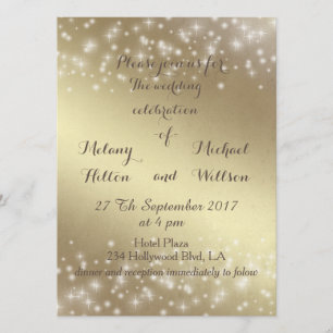 Convite Trendy romântico brilha o ouro do casamento
