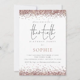 Convite Trendy Rosa Dourada Glitter Party