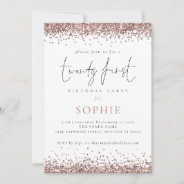 Convite Trendy Rosa Dourado Glitter 21º Partido