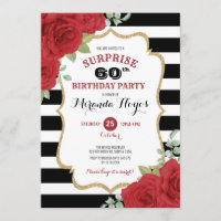 Trendy Rosa vermelha 60th Surprise Birthday