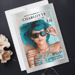 Convite Trendy Silber Magazine Cover-Photo Inspirierte<br><div class="desc">Trendy Magazine Cover inspirierte Foto-Geburtstagseinladung.</div>