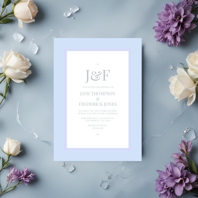 Convite Trendy Silver, Icy Blue e Lilac Weds (Trendy Silver, Icy Blue and Lilac Wedding Invitation)