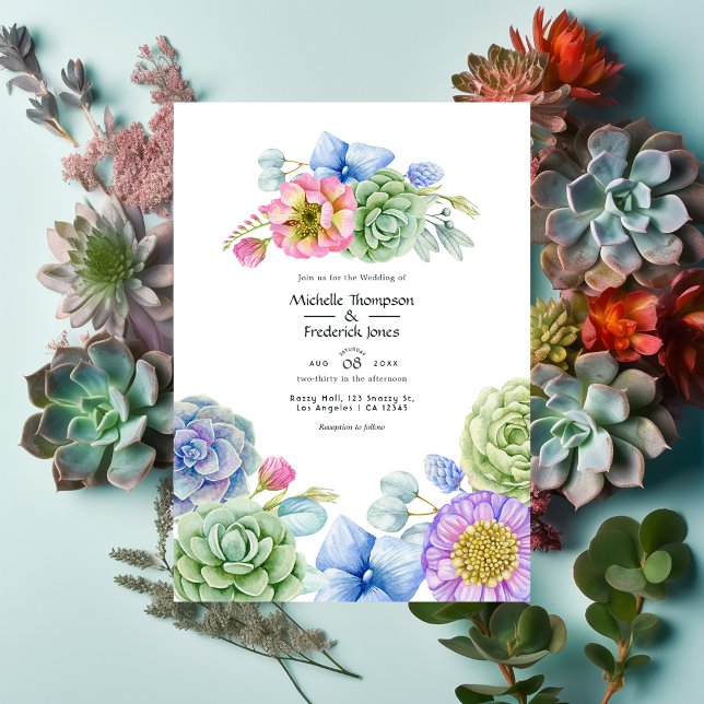 Convite Trendy Succulent Floral Wedding (Criador carregado)