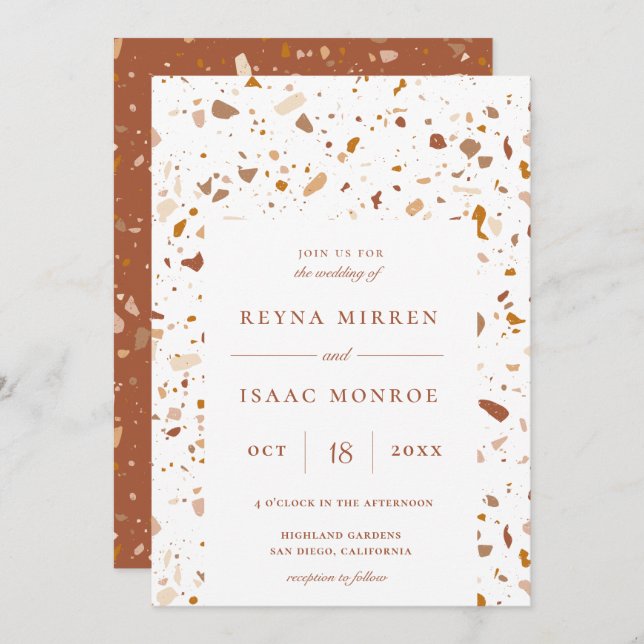 Convite Trendy Terrazzo Artisan Frame Wedding (Frente/Verso)