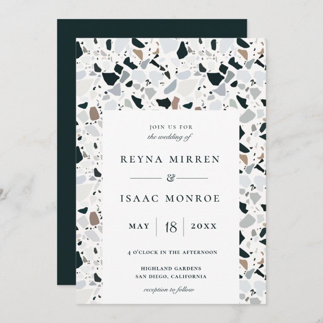 Convite Trendy Terrazzo Artisan Frame Wedding (Frente/Verso)