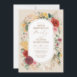 Convite Trendy Tropical Flowers Rustic Pampas Aniversário<br><div class="desc">Este elegante design apresenta várias florais de aquarelas misturadas com folhagem verde e erva de pampas leiteiras em vários tons de vermelho,  pincel,  amarelo e verde. Personalize o convite com seus detalhes e se quiser reorganizar o estilo e posicionamento do texto,  pressione o botão "Clique para personalizar mais".</div>
