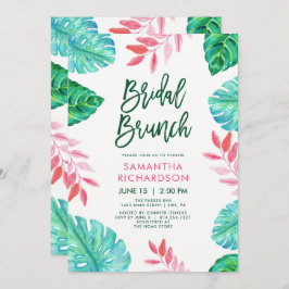 Convite Trendy Tropical Watercolor Bridal Brunch