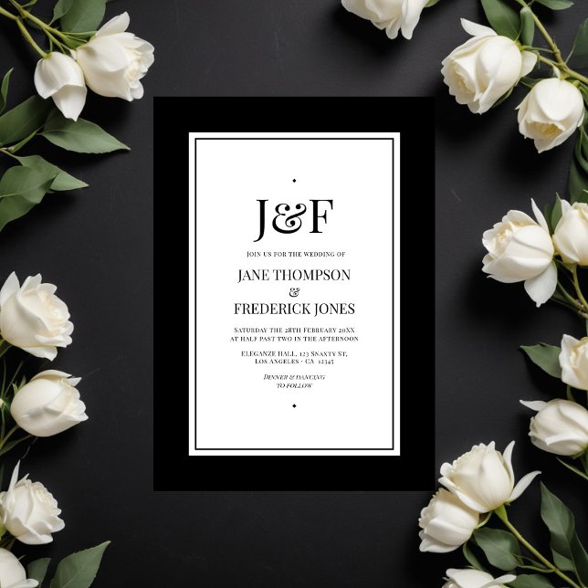 Convite Trendy Typografia Black and White Weds (Trendy Typography Black and White Wedding Invitation)
