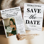 Convite Trendy Unique Newspaper Photo Sweet 16<br><div class="desc">Celebrate this milestone in a fun and unforgettable way with a Unique Newspaper Photo Sweet 16 Invitation. Designed to look like a vintage newspaper, this creative invitation features bold headlines, playful “breaking news” sections, and a spotlight photo of the birthday girl. The layout makes her the star of her very...</div>