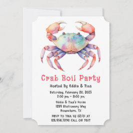 Convite Trendy Watercolor Crab Boil Party Ou Company Party