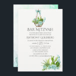 Convite Trendy Watercolor Suculents Bar Mitzvah<br><div class="desc">Placas de cacto do deserto com baixa cor azul-de-água floral suculenta,  bar mitzvah convite com tipografia elegante personalizável para suas especificidades de evento.</div>