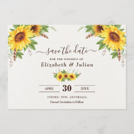 Convite Trendy Watercolor Sunflower Summer Salvar Data