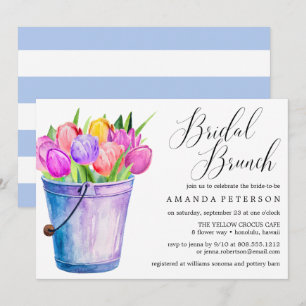 Convite Trendy Watercolor Tulips casamento Bridal Brunch