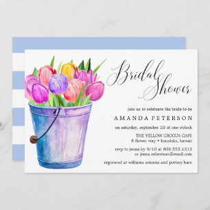 Convite Trendy Watercolor Tulips Chá de panela de casament