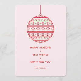 Convite Trendy Xmas Bauble em rosa e vermelho