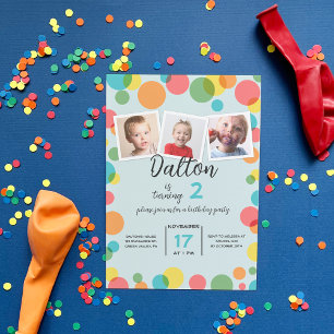 Convite Três Bolinhas de fotos a qualquer idade