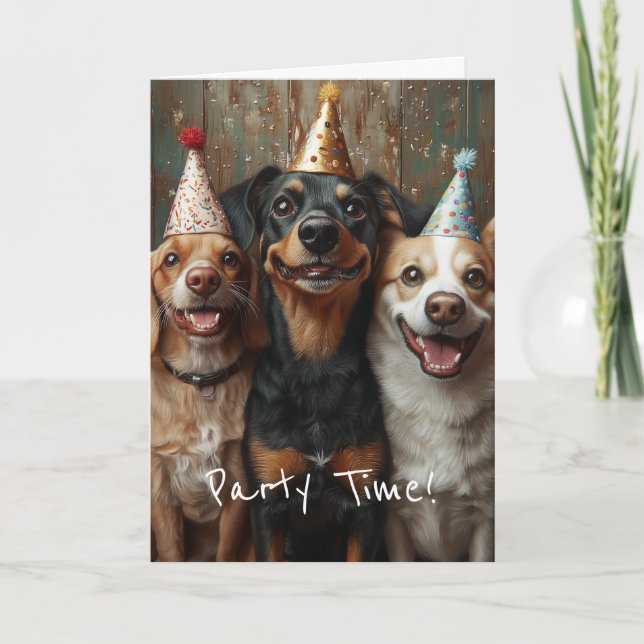 Convite Três cães de aniversário (Frente)