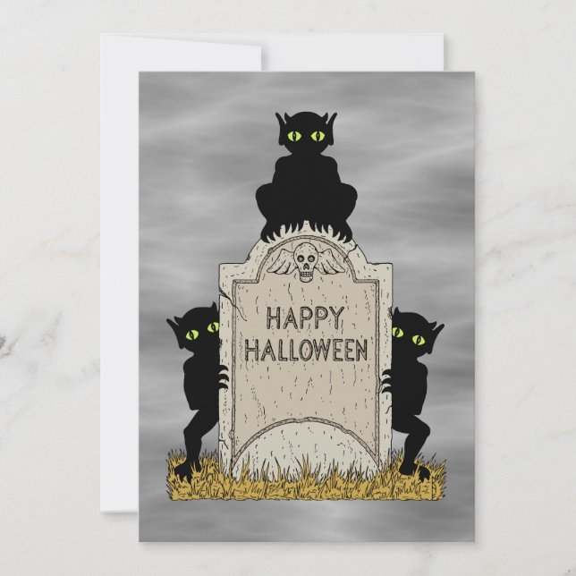 Convite Três Diabinhos Feliz Halloween (Frente)