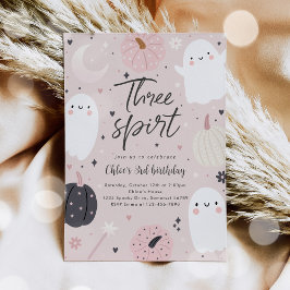 Convite Três Espírito Boho Halloween aniversário de 3 anos