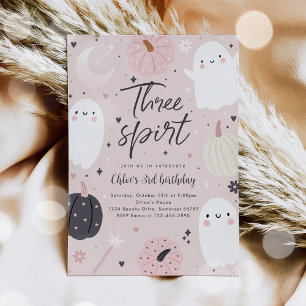 Convite Três Espírito Boho Halloween aniversário de 3 anos