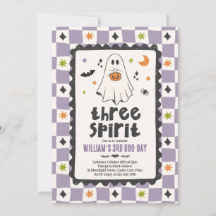 Convite Três Espíritos Halloween Menino Fantasma 3º Aniver
