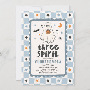Convite Três Espíritos Halloween Menino Fantasma 3º Aniver