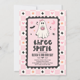 Convite Três Espíritos Halloween Menino Fantasma 3º Aniver