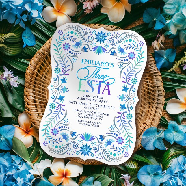 Convite Três-esta Fiesta aniversário de 3 anos Boys (Criador carregado)