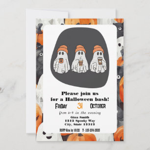 Convite Três Festa Ghost Halloween Bash