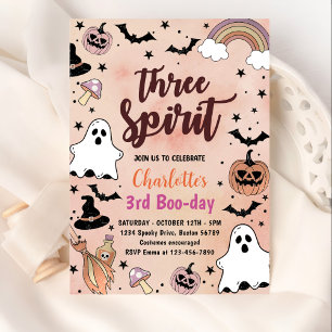Convite Três Festas de aniversário de 3 anos de Halloween