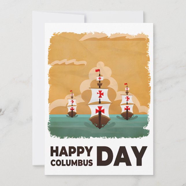 Convite Três Navios Feliz Dia Colombo (Frente)