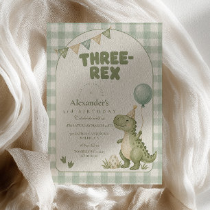 Convite Três Rex Aniversário Xadrez Verde Sage