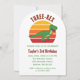 Convite Três Rex Dinossauro Divertido Gênero aniversário d