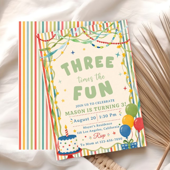 Convite Três Vezes o Fun 3º Aniversário (Criador carregado)