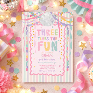 Convite Três Vezes o Fun Menina Caprichosa Aniversário de