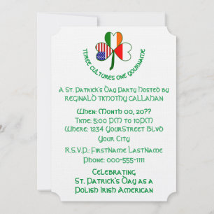 Convite Trevo Polônia Irlanda EUA Bandeira Personalizar Te