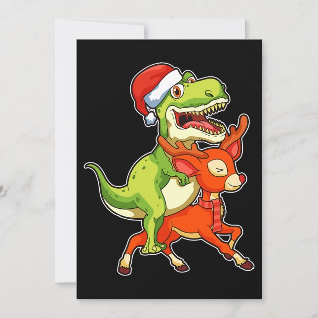 Convite TRex Dinossaur Natal Pajama (Frente)
