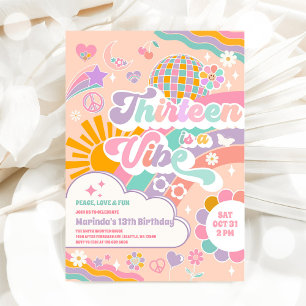 Convite Treze É Um Clima Arco-Íris de Discoteca Aniversári