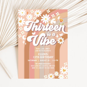 Convite Treze é um Vibe Terroso Groovy Aniversário de 13 a