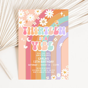 Convite TREZE é uma Vibe Daisy Groovy 13º Aniversário