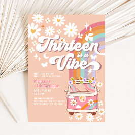 Convite TREZE é uma Vibe Groovy Daisy Arco-íris Aniversári