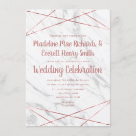 Convite Triangular de Casamento Rosa de Mármore Br