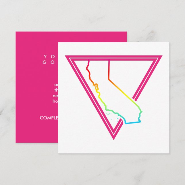 Convite triângulo rosa califórnia (Frente/Verso)