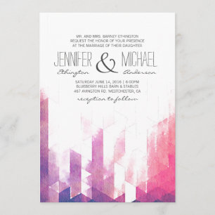 Convite Triângulos Geométricos de Aquarela Modern Weddin