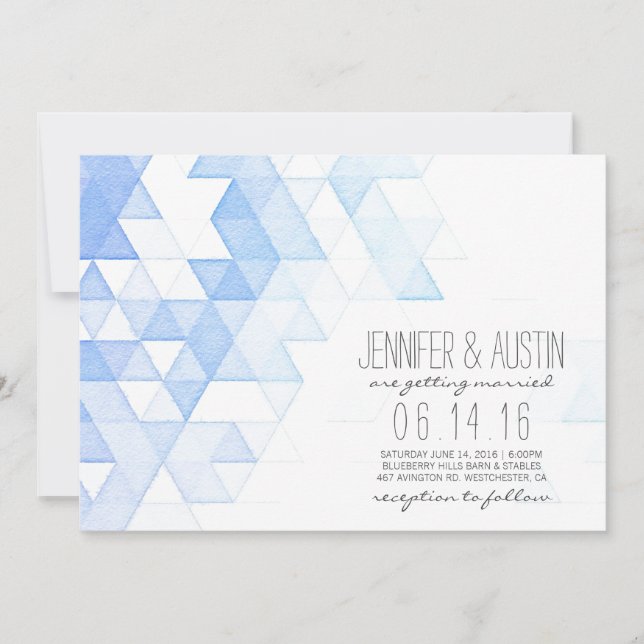 Convite Triângulos Geométricos de Aquarela | Modern Weddin (Frente)