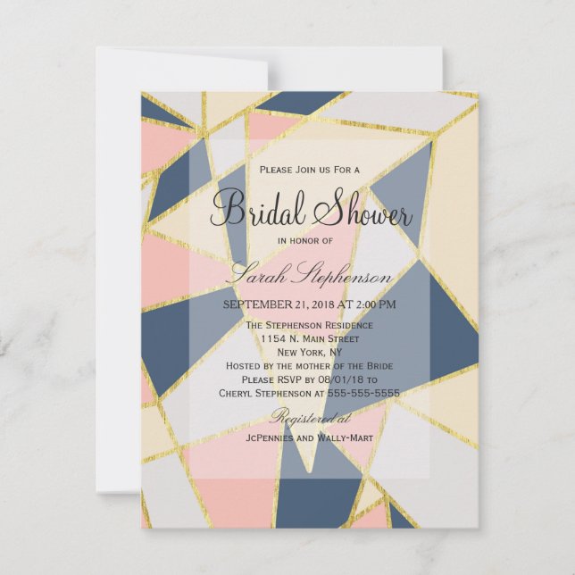 Convite Triângulos Geométricos Elegantes Multicoloridos (Frente)